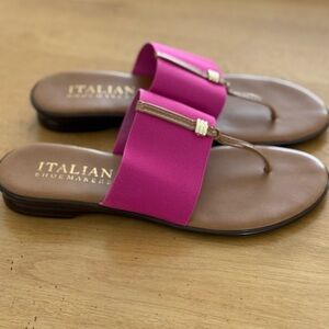 Italian Shoemakers Fuchsia and Tan Sandals